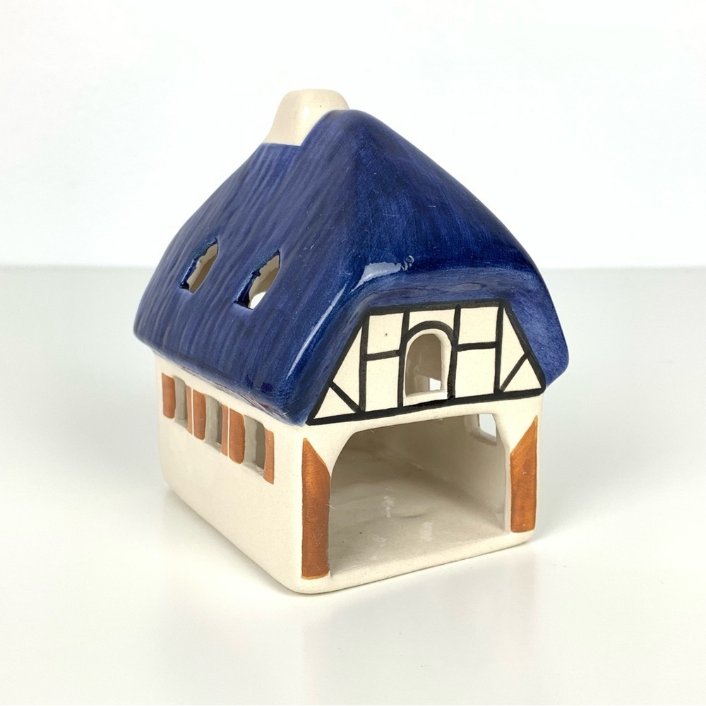 Ursula Leyk Lichthaus 1992 House Tealight Candle Holder Germany Vtg Blue Roof